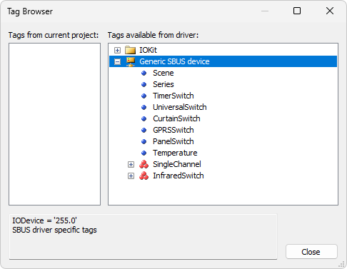 Janela Tag Browser