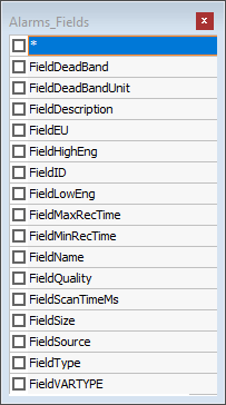 Tabela de Campos Tabela de Campos