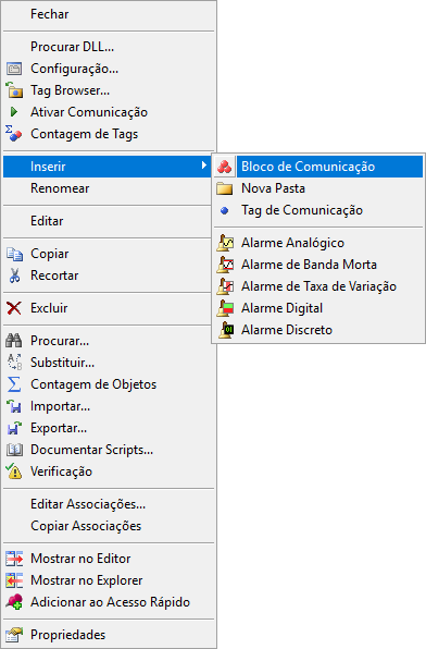 Inserindo um Bloco de Comunicação