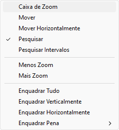Opções do menu contextual do E3Chart em tempo de execução Opções do menu contextual do E3Chart em tempo de execução