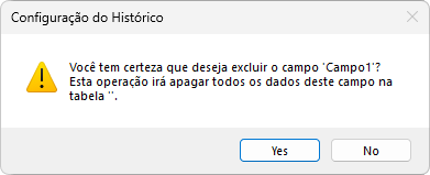 Mensagem para confirmar a exclusão de um Campo da tabela Mensagem para confirmar a exclusão de um Campo da tabela