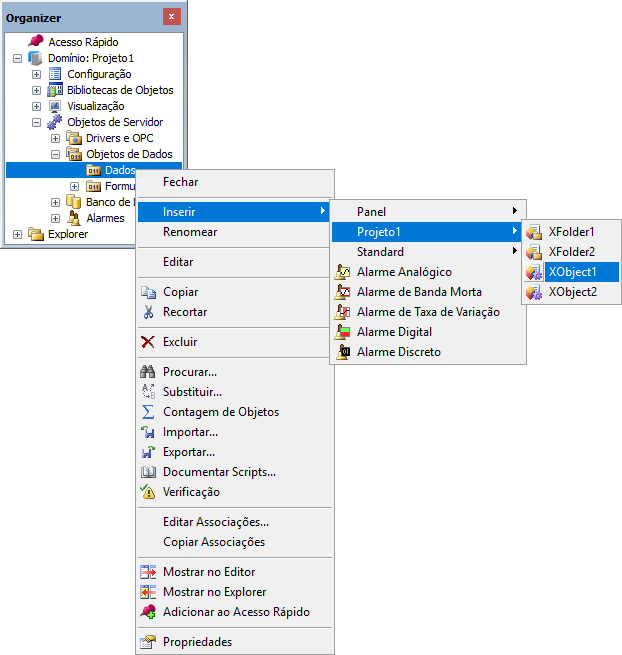 Inserindo um XObject no modo Domínio