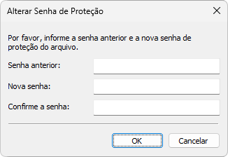 Alteração de senha de proteção Alteração de senha de proteção