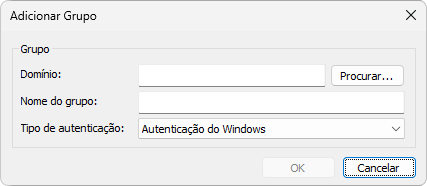 Janela Adicionar Grupo com autenticação do Windows Janela Adicionar Grupo com autenticação do Windows