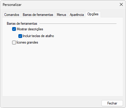 Aba Opções Aba Opções