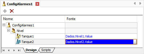 Associação dos Alarmes Analógicos com os Tags