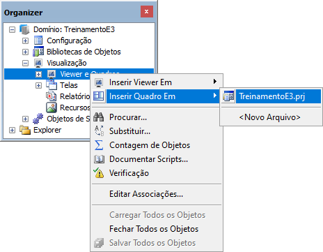 Opção Inserir Quadro Em