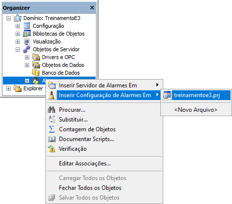 Inserir Configuração de Alarmes