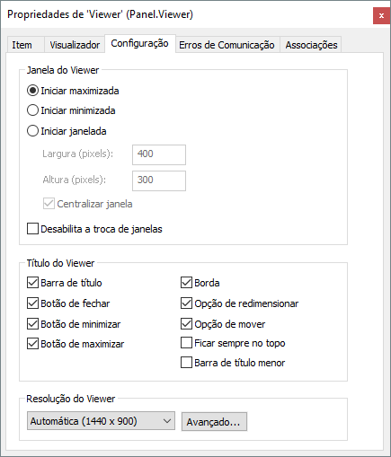 Aba Configuração