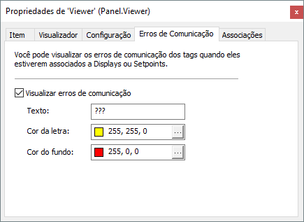 Aba Erros de Comunicação