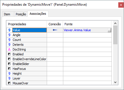 Associação na propriedade Value