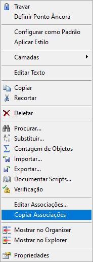 Opção Copiar Associações