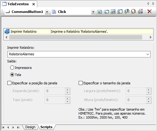 Pick do tipo Imprimir Relatório