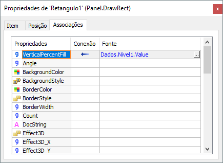 Associação com a propriedade VerticalPercentFill