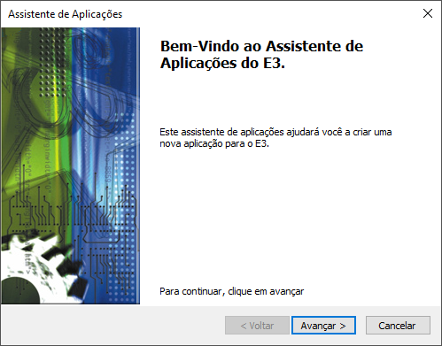 Tela inicial do Assistente de Aplicações