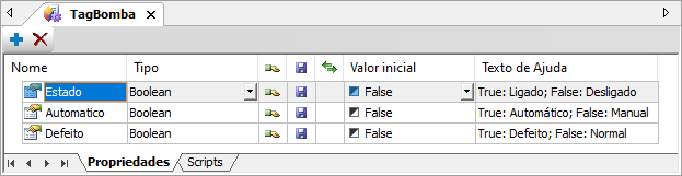Propriedades do objeto TagBomba