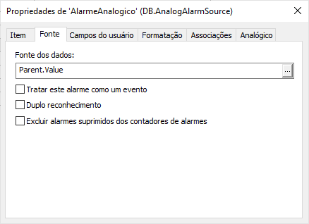 Fonte dos dados do Alarme Analógico