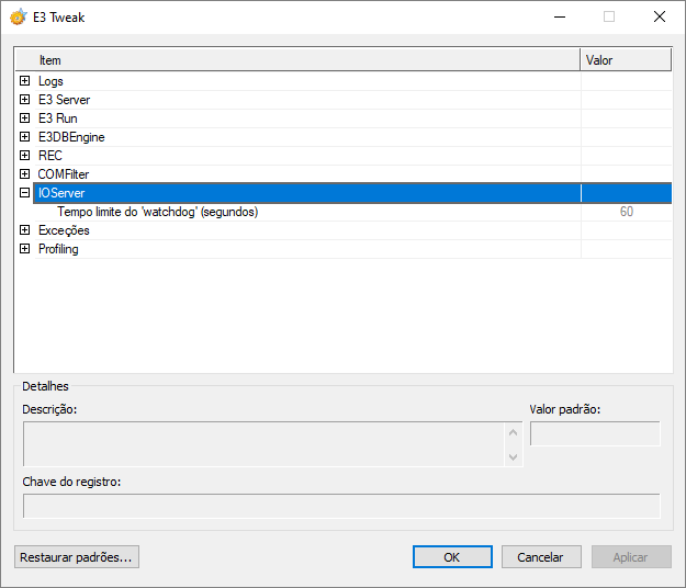 Configurações do IOServer