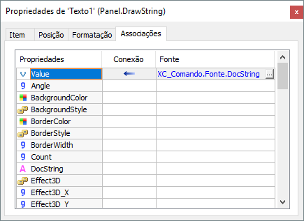 Associação Simples com a propriedade DocString
