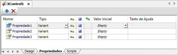 Aba Propriedades de um XControl