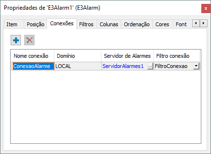 Janela de Propriedades do E3Alarm