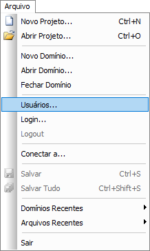 Menu Arquivo - Usuários