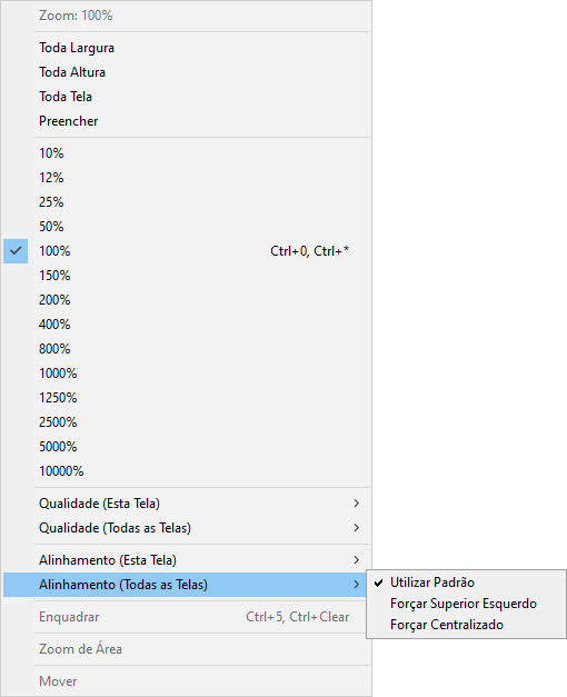 Opções da propriedade ScreenAlignment do E3 Viewer em tempo de execução