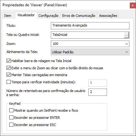 Janela de Propriedades do Viewer