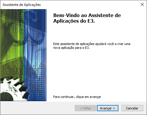 Janela inicial do Assistente de Aplicações