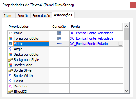 Associação Simples na propriedade Visible