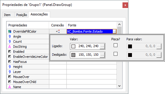 Associação Digital na propriedade OverrideFillColor