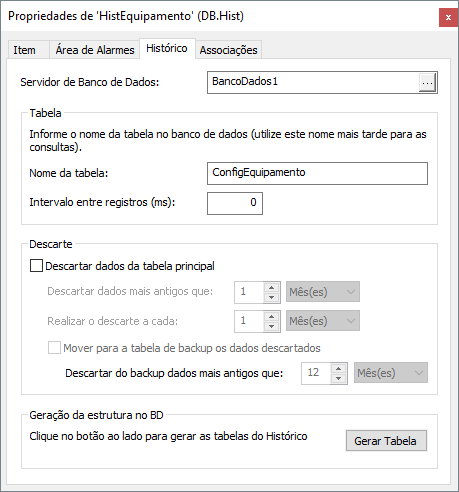 Configuração do Histórico