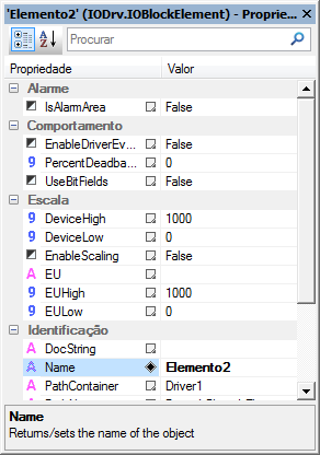 Lista de Propriedades em modo categoria