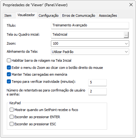 Janela de Propriedades do Viewer