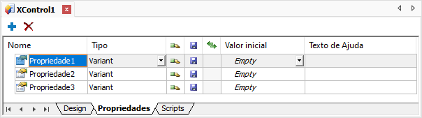 Aba Propriedades de um XControl