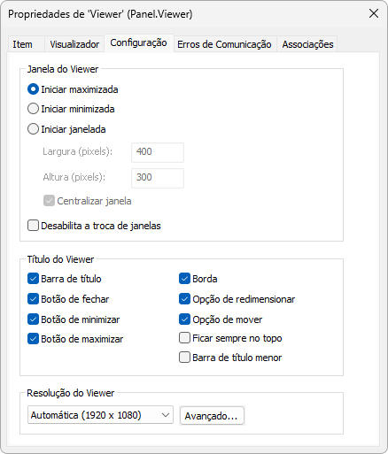 Aba Configuração