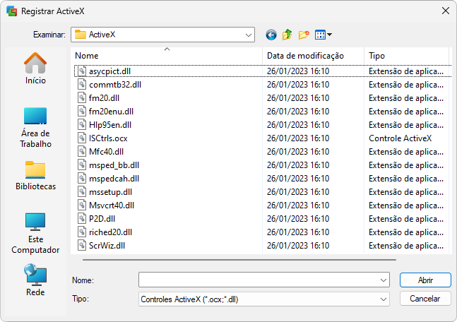 Localização do arquivo ActiveX Localização do arquivo ActiveX