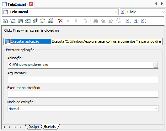 Configurações do Pick Executar Aplicação Configurações do Pick Executar Aplicação