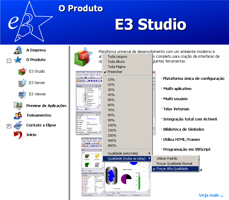 Menu zoom do Elipse E3 Viewer Menu zoom do Elipse E3 Viewer