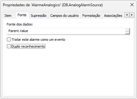 Fonte dos dados do Alarme Analógico Fonte dos dados do Alarme Analógico