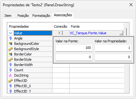 Associação Analógica na propriedade Value Associação Analógica na propriedade Value