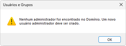 Aplicação sem um administrador Aplicação sem um administrador