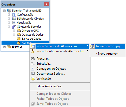 Inserir Servidor de Alarmes