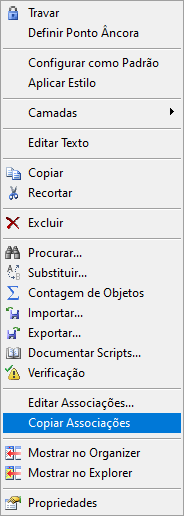 Opção Copiar Associações Opção Copiar Associações