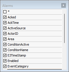 Tabela Alarms Tabela Alarms
