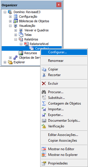 Opção de configurar uma Consulta Opção de configurar uma Consulta