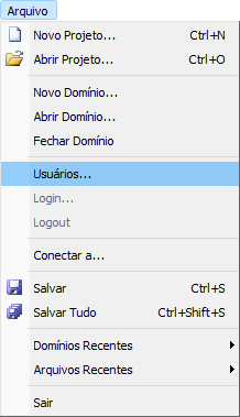 Menu Arquivo - Usuários Menu Arquivo - Usuários