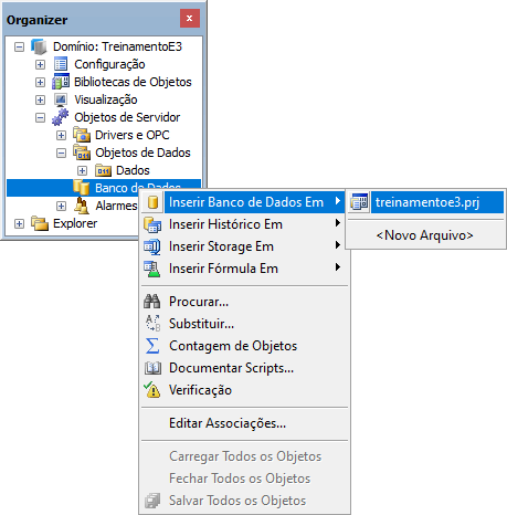 Opção de adicionar um Banco de Dados ao projeto Opção de adicionar um Banco de Dados ao projeto