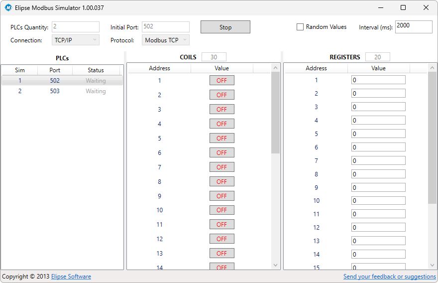 Elipse Modbus Simulator