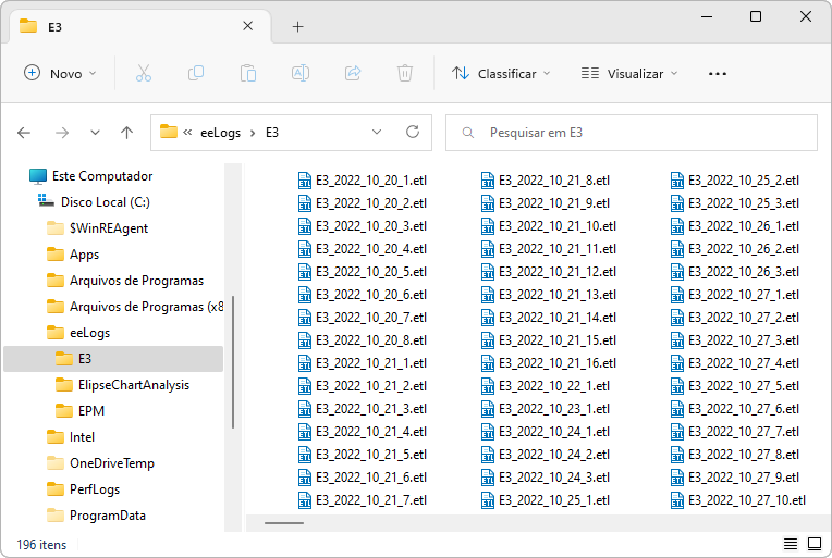 Pasta de logs do Elipse E3